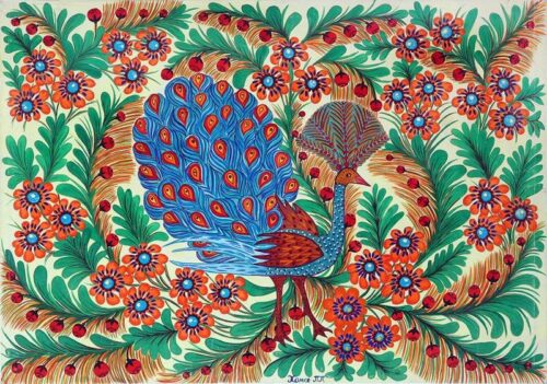 Khoma P. Peacock and flowers