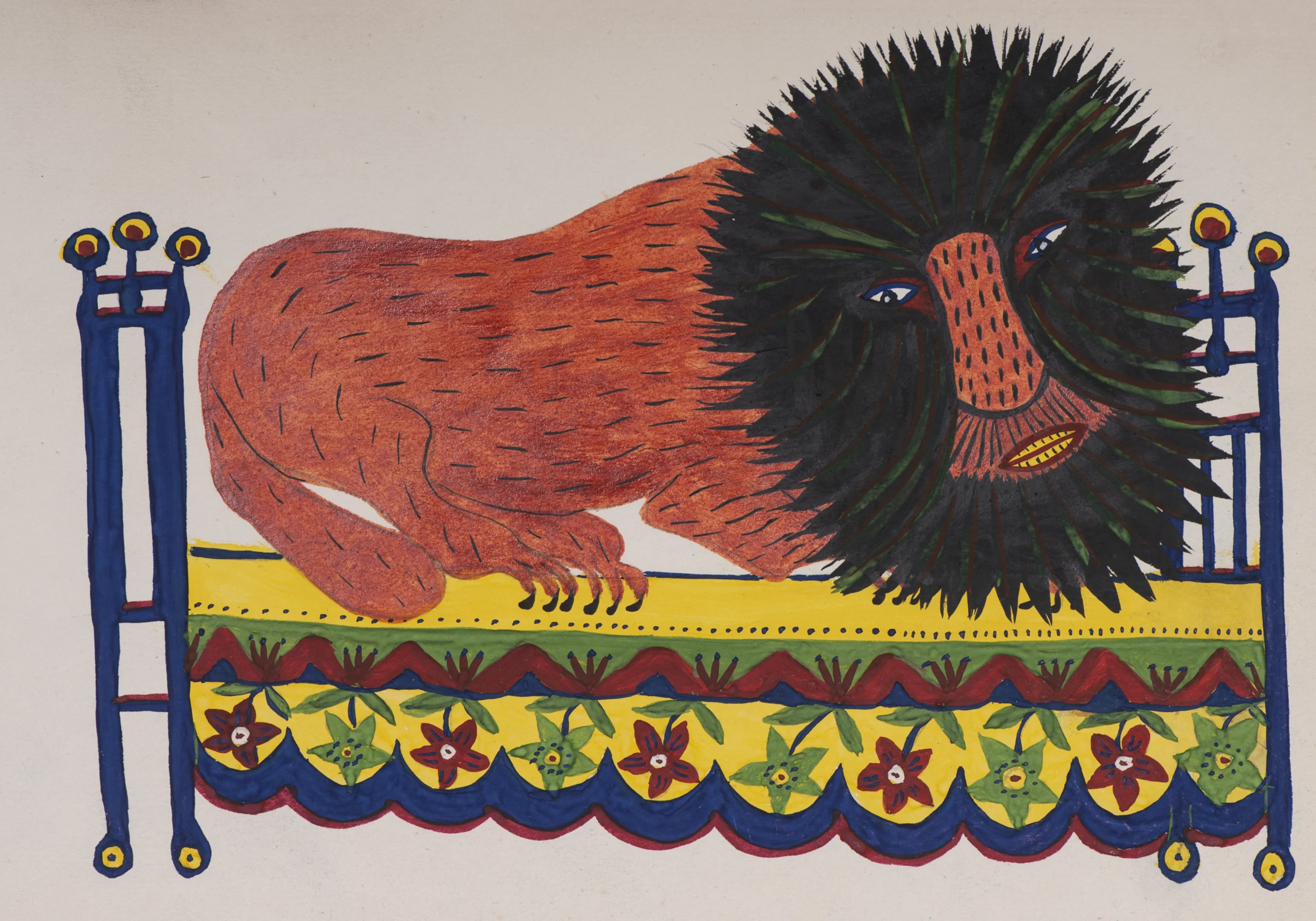 Lion in bed. (Sheet from album No. 2)